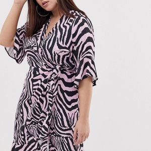 NWOT Pink Zebra Midi Wrap Dress 🦓💕